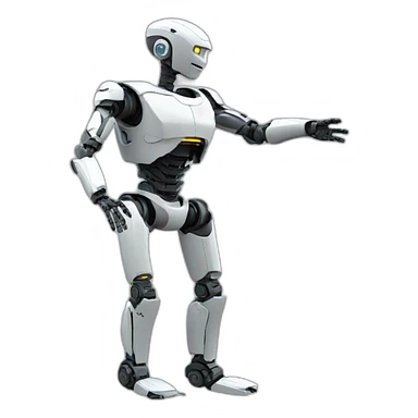 robot stretch left hand, chest Shot, lateral view sticker