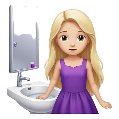 blonde long hair  girl with purple dress, toilet sticker