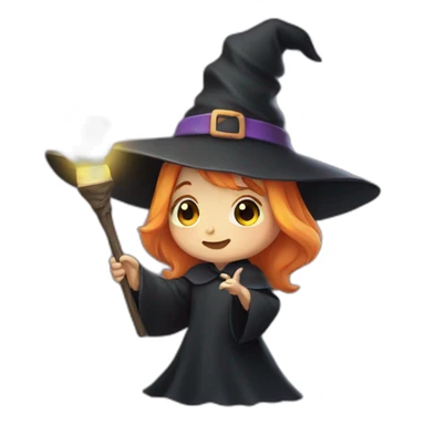 cute witch holding a light sticker