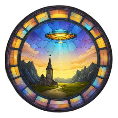 ufo-stained-glass-church-window sticker