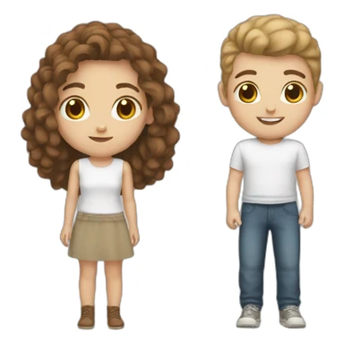 White boy and girl with Brown eyes  sticker