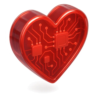 heart icon with glossy circuit style sticker
