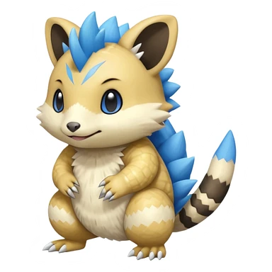 Sandshrew-Emolga-Pachirisu-Cacomistl-Fakemon-hybrid-creature (full body) sticker