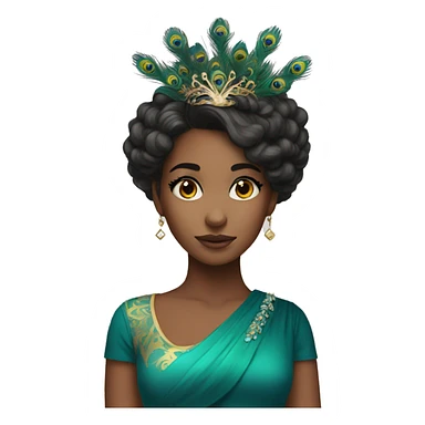 a beautiful girl with peacock crown sticker