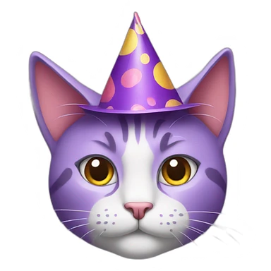Purple cat wearing a party hat sticker