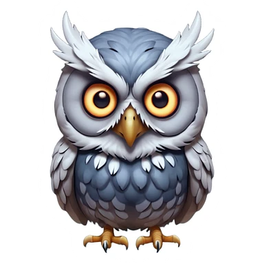 zombie owl portrait, head and shoulders only, ragged feathers, glowing eerie eyes, haunted night creature vibe, 3D cartoon, mobile game icon style, clean background, no text, no watermark
 sticker