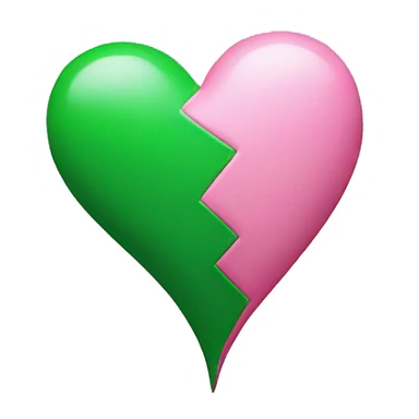 Half green and half pink heart sticker