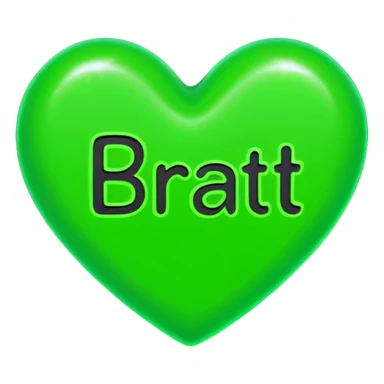 The word brat on a neon green heart  sticker
