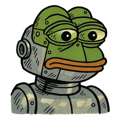 Pepe the Frog as a robot with metallic body sticker