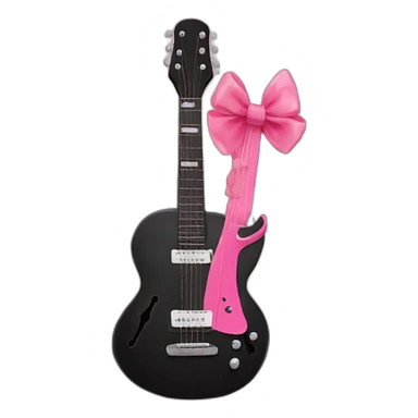 Black guitar with a coquette pink bow sticker