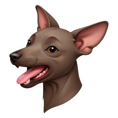 Cinematic Cute Yawning Xoloitzcuintle dog Portrait Emoji, Head tilted slightly with a dramatic, wide-open yawn, showcasing smooth, hairless ebony skin with gently relaxed wrinkles and floppy ears slightly drooping, round dark eyes barely open in drowsy contentment, Simplified yet irresistibly adorable features, highly detailed, glowing with a soft, cozy glow, high shine, relaxed yet expressive, stylized with a touch of whimsy, bright and endearing, soft glowing outline, capturing the essence of a sleepy yet affectionate guardian, so drowsy it feels like it could stretch out of the screen and curl up for a nap! sticker