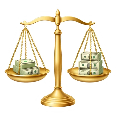 gold scale with dollar bills on one side and beauty products on the other side sticker