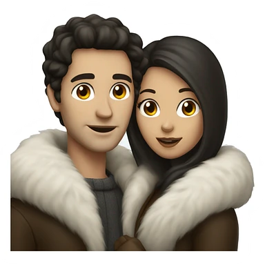 Dark haired White couple in long fur coats sticker