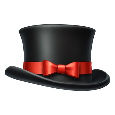 a classic top hat with a red ribbon at the base sticker