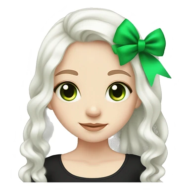 pale girl with long platinum white wavy hair with bright green eyes and wearing a black hair bow pale girl with long platinum white wavy hair with bright green eyes and wearing a black hair bow sticker