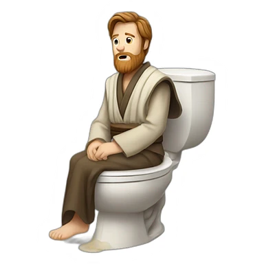 Obi-Wan Kenobi sitting on toilets sticker