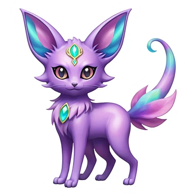 Shiny Exotic Elemental Espeon-Persian-Pokémon-Fakémon-hybrid-creature (full body) sticker