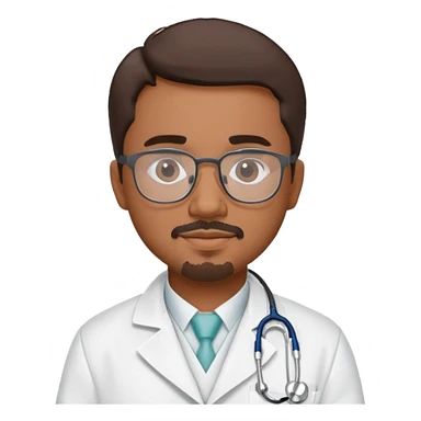  “Create a 3D cartoon-style doctor named Alfredo with medium-brown (Puerto Rican) skin, short hair showing subtle gray streaks, a neat goatee, glasses, a white lab coat embroidered ‘Alfredo,’ and a stethoscope around his neck. Give him a friendly, professional vibe.” sticker