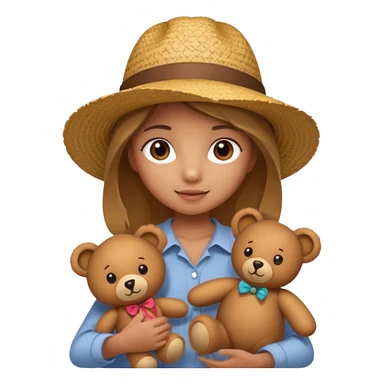 girl wearing hat with teddy bear  sticker
