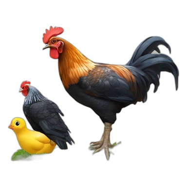 macron avec tortue plus poussin avec poule coq sticker