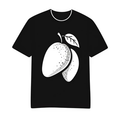 a t-shirt with a mango sticker
