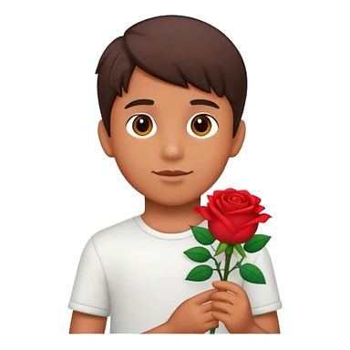 Boy that has a rose toy sticker