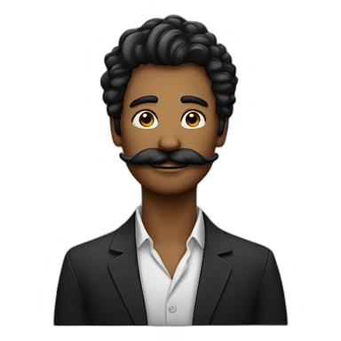 Homme au cheveux noir avec une mèche sur le côté avec une moustache carré noir sticker