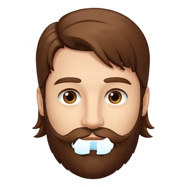 man with long brown hair, brown eyes, and 3-day beard stubble sticker