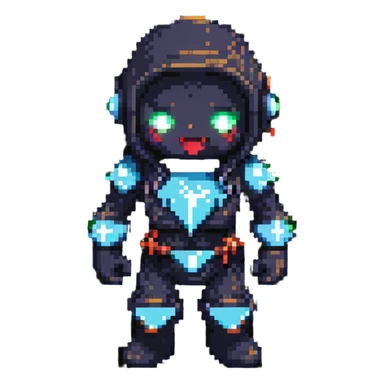 pixel art character with glowing effects, full of energy, for '精神百倍' sticker