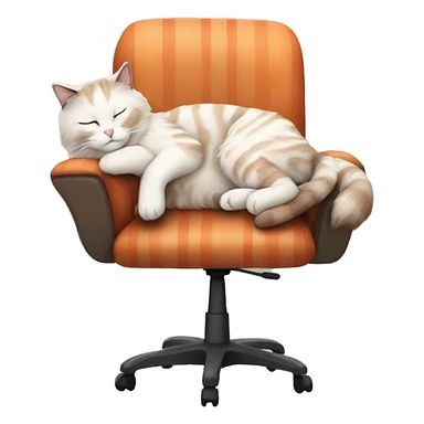 ragdoll cat sleeping on an office chair cream and orange stripes sticker