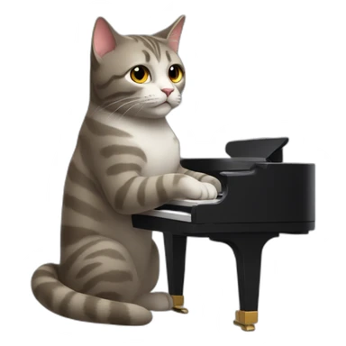 cat playing piano sticker