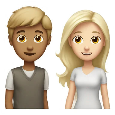 Brown hair boy with two blonde girls  sticker