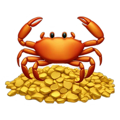crab on a pile of gold sticker