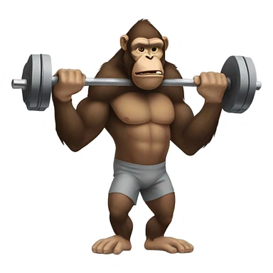 Ape lifting weights  sticker