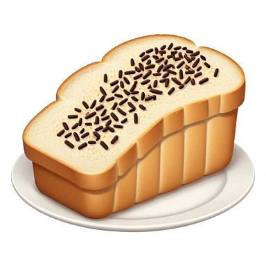 Slice of white bread on a white plate with chocolate sprinkles on top sticker