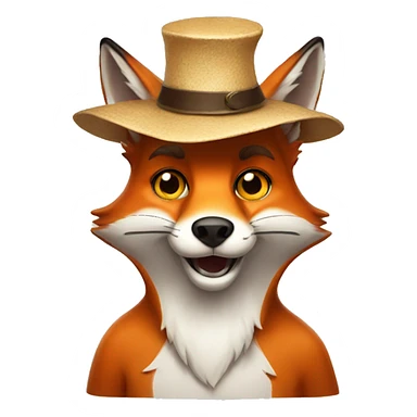 Funny fox with a hat with beer horns  sticker