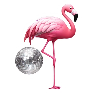 Pink flamingo with disco ball sticker