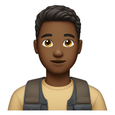 a boy with a middle part haircut holds a cat sticker