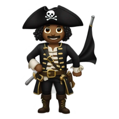 Pirate Holding Fully Black Flag sticker