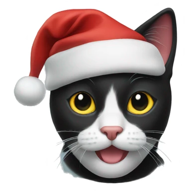 black cat in a christmas hat  sticker