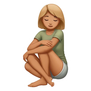 Woman hugging her knees, enjoying solitude sticker