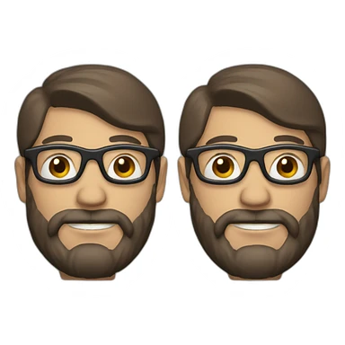 face of a man with a brown beard and a helmet wearing glasses sticker