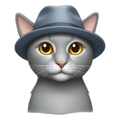 Grey Cat with a hat sticker