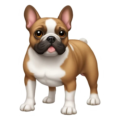 A black and brown French bulldog with fluffy fur  sticker