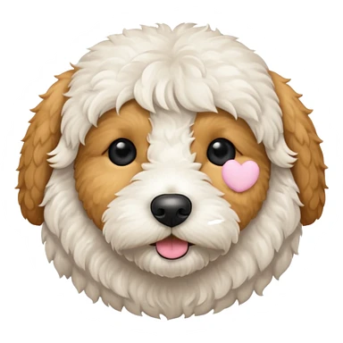 Can you make me an emoji of a very white mini goldendoodle that looks at more poodle with black eyes and a round face? sticker