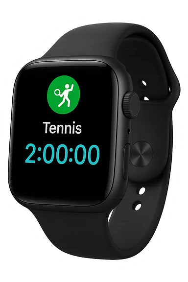 smartwatch con modalità attiva di tennis che segna 2 ore di tennis, REALISTICA 4K sticker