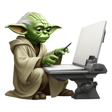 Master Yoda draws on a graphics tablet sticker