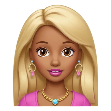 Brown skin blonde hair barbie with a nose ring sticker