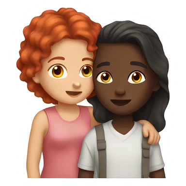 boy with red hair kissing a girl with dark skin and long brown hair  sticker