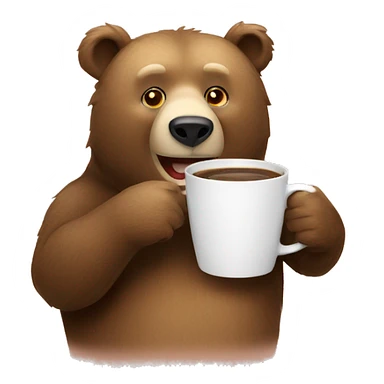 A bear with coffee cup sticker